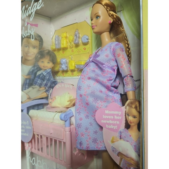 Pregnant Mom Midge & Baby W/Crib 2002 Mattel Original Barbie Happy Family NIB - Picture 16 of 16